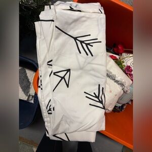 White Fabric with Black Geometric Design shower curtain